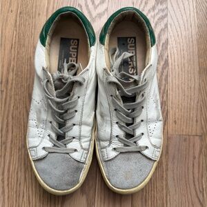 Golden Goose White and Green Women's Shoes